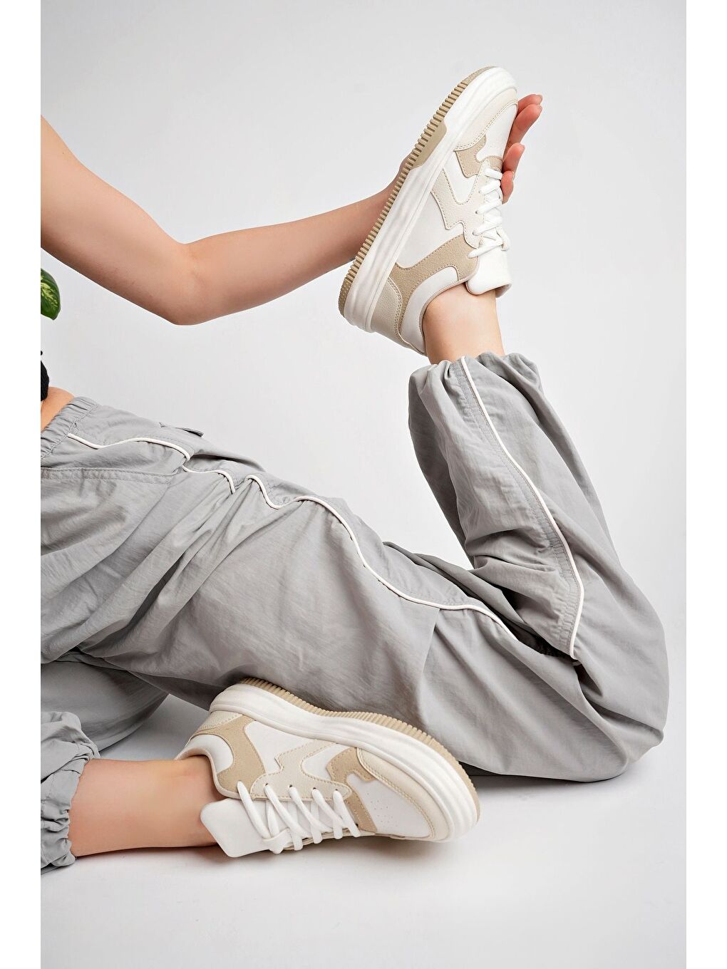 Bej Kadın Sneaker Günlük Ayakkabı-3