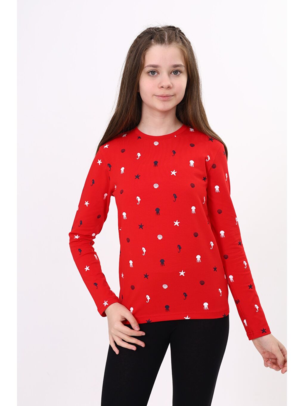 Kırmızı Kız Çocuk Baskılı Tişört