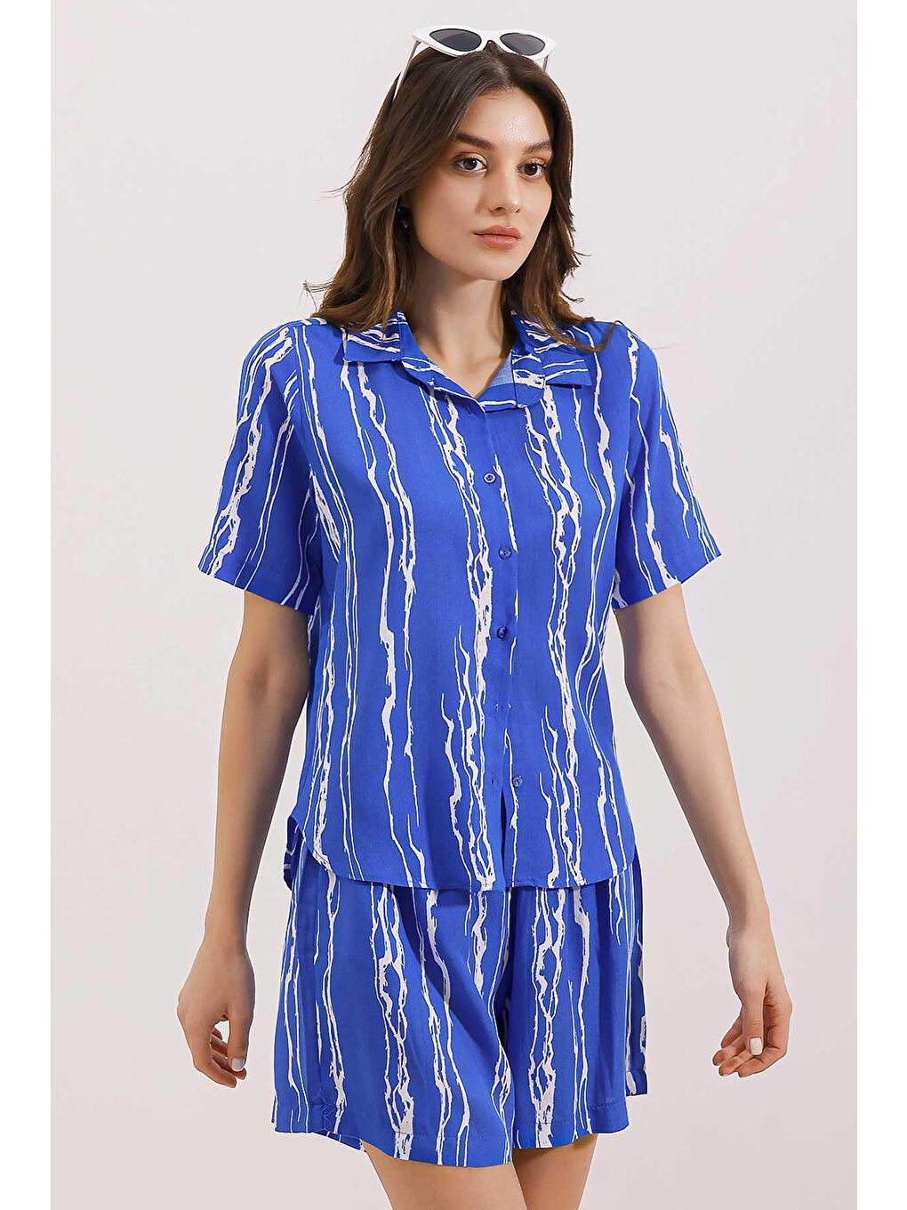 Mavi 20190 Şort Gömlek İkili Takım - D. Saks-1