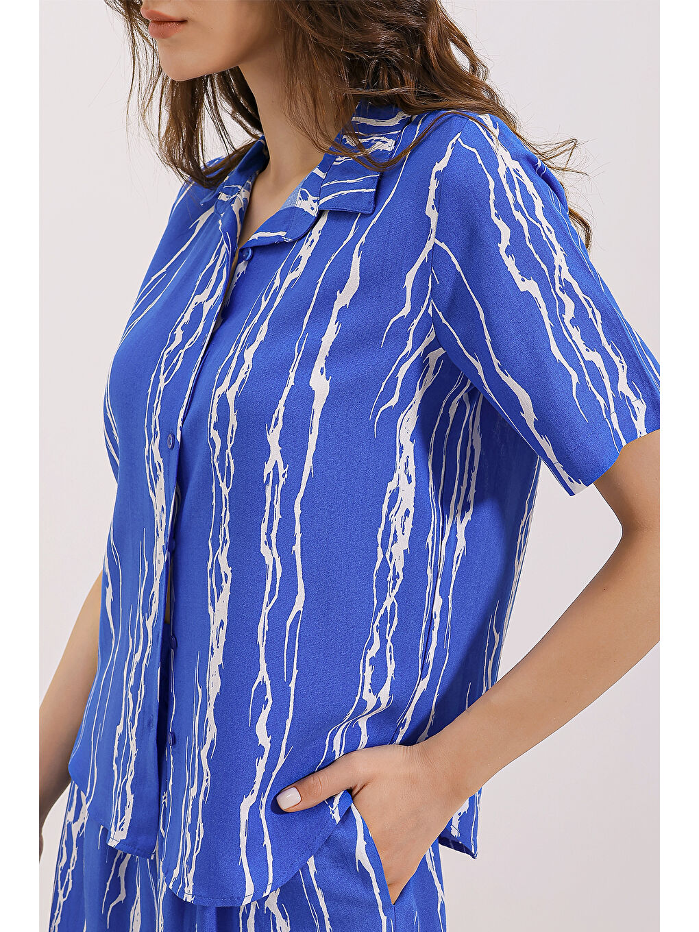 Mavi 20190 Şort Gömlek İkili Takım - D. Saks-2