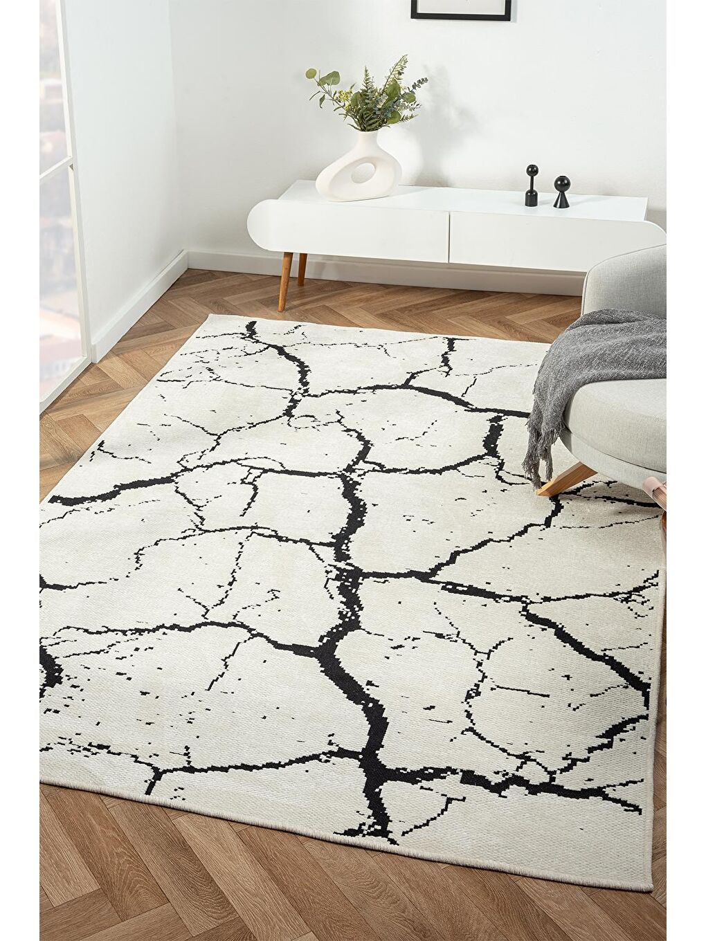 Beyaz Terapia 4301 Kadife Dokuma Kilim-80x150