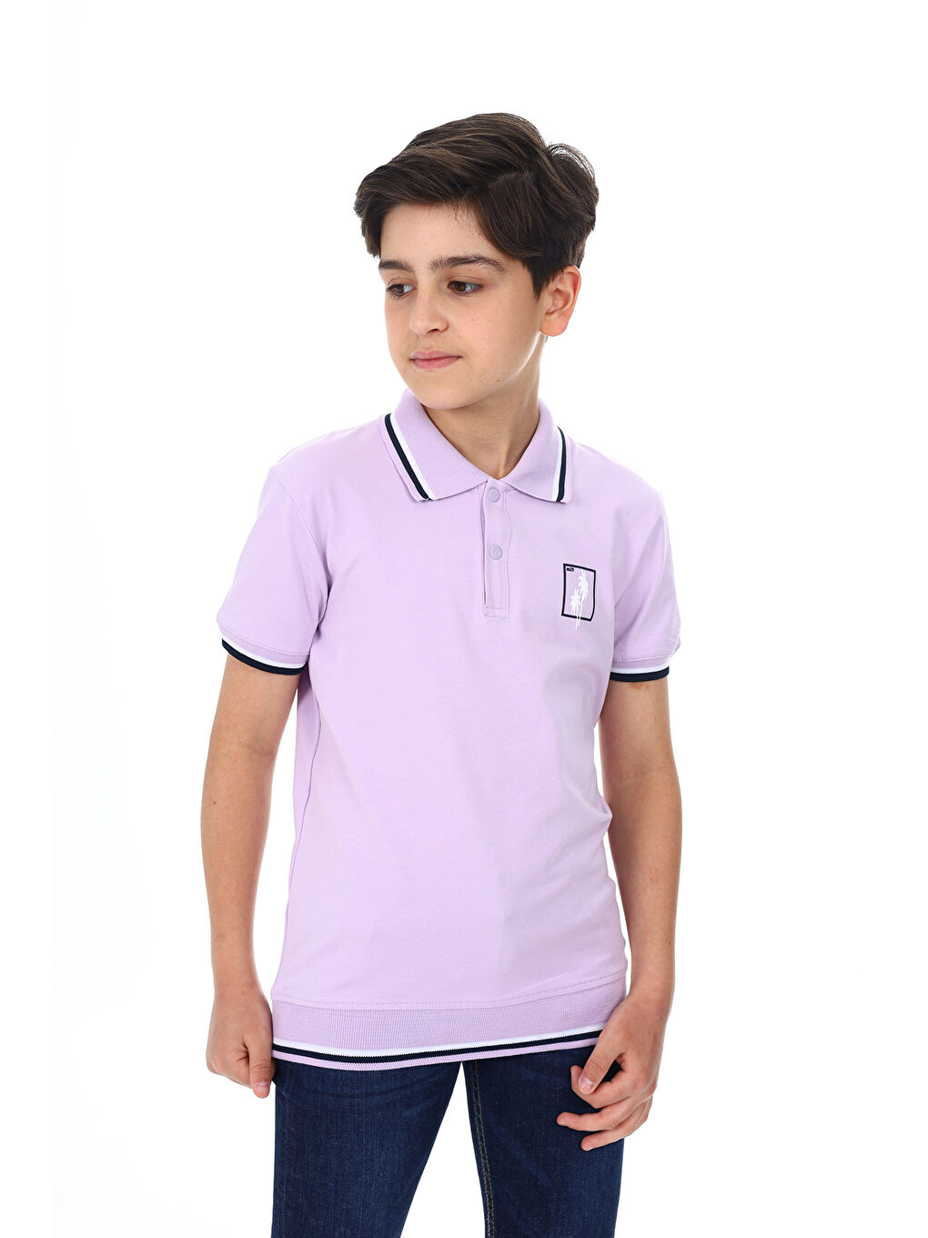 Lila Erkek Çocuk Baskılı Tişört