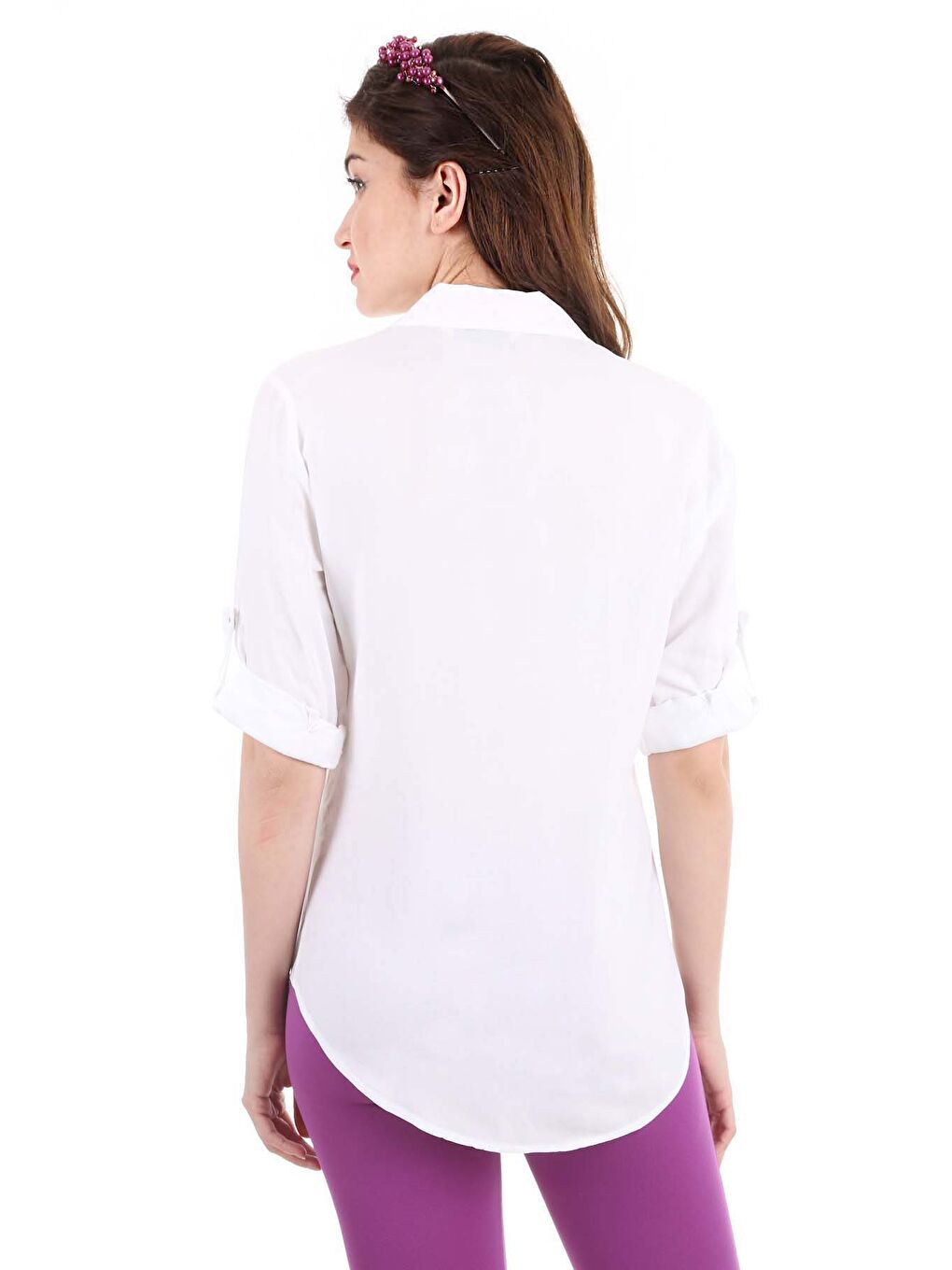 3429 Çift Cepli Gömlek - Beyaz-4