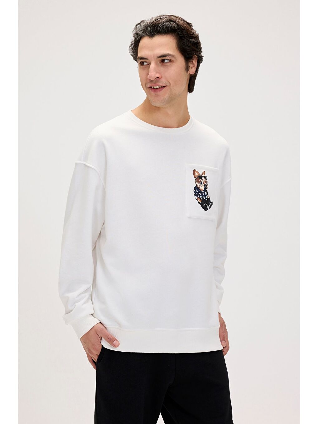 Bad Bear Javed Beyaz Erkek Baskılı Sweatshirt - 1