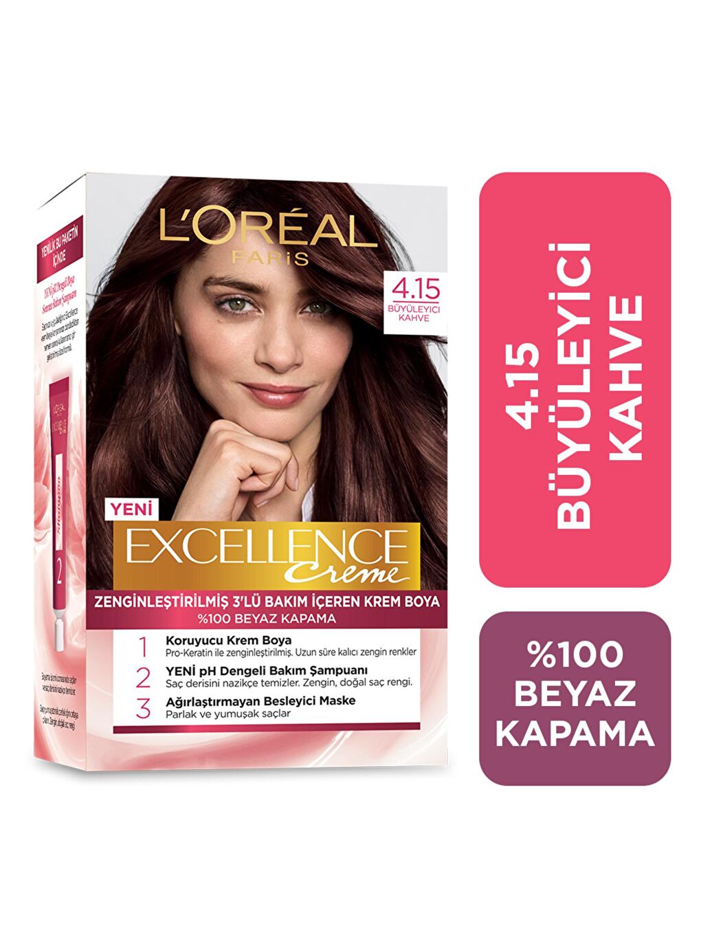 L'Oreal Paris Kahverengi Excellence Creme Saç Boyası 4.15 Büyüleyici Kahve