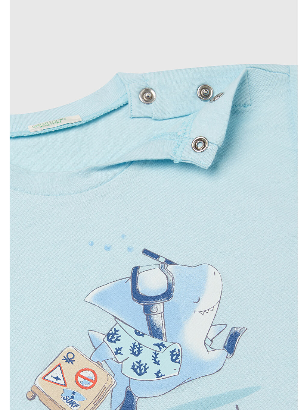 Bebek Turkuaz Önü Baskılı Manşetli T-Shirt-2