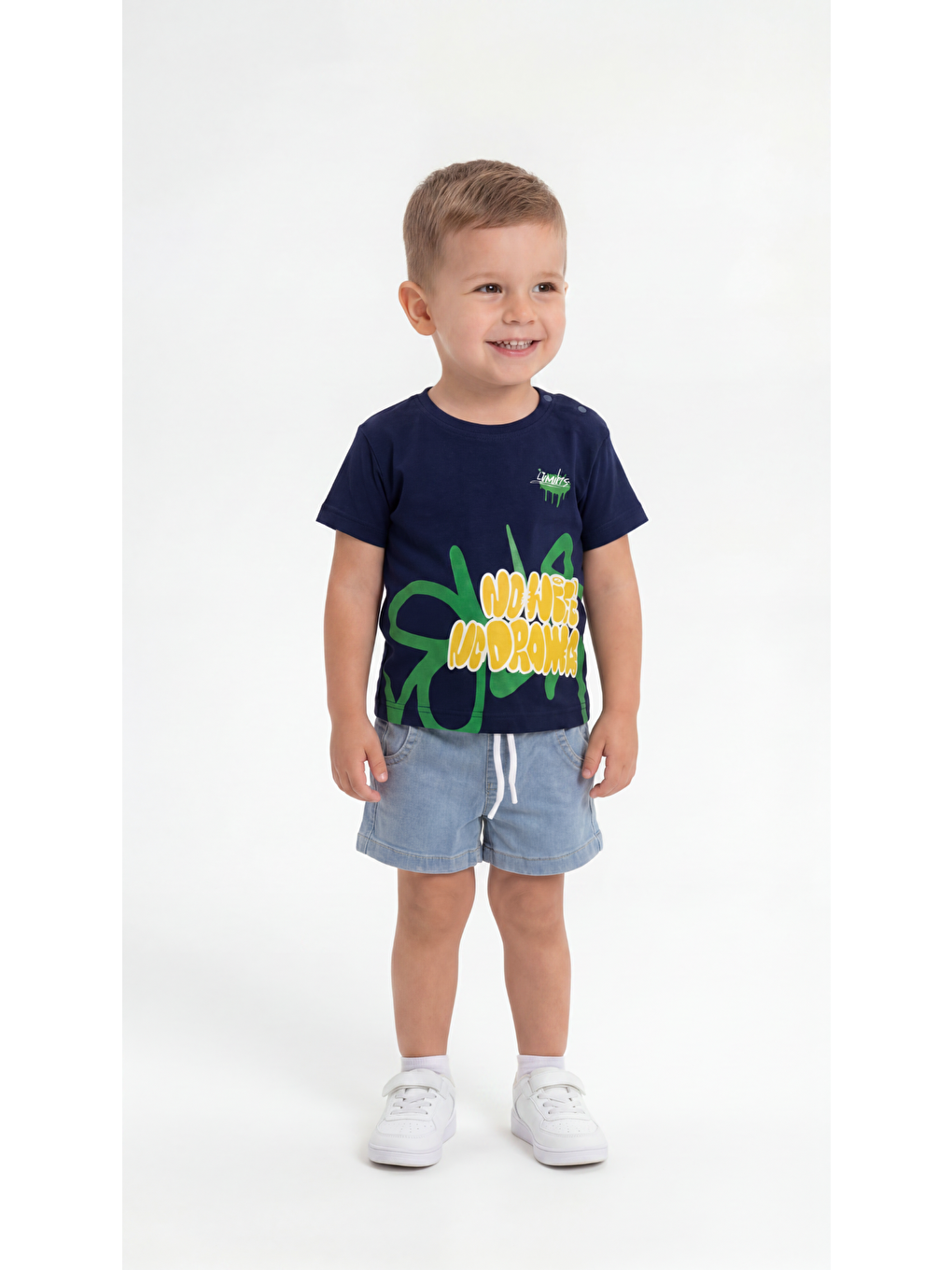 Lacivert No Drama Baskılı Erkek Bebek Alt Üst Takım-2