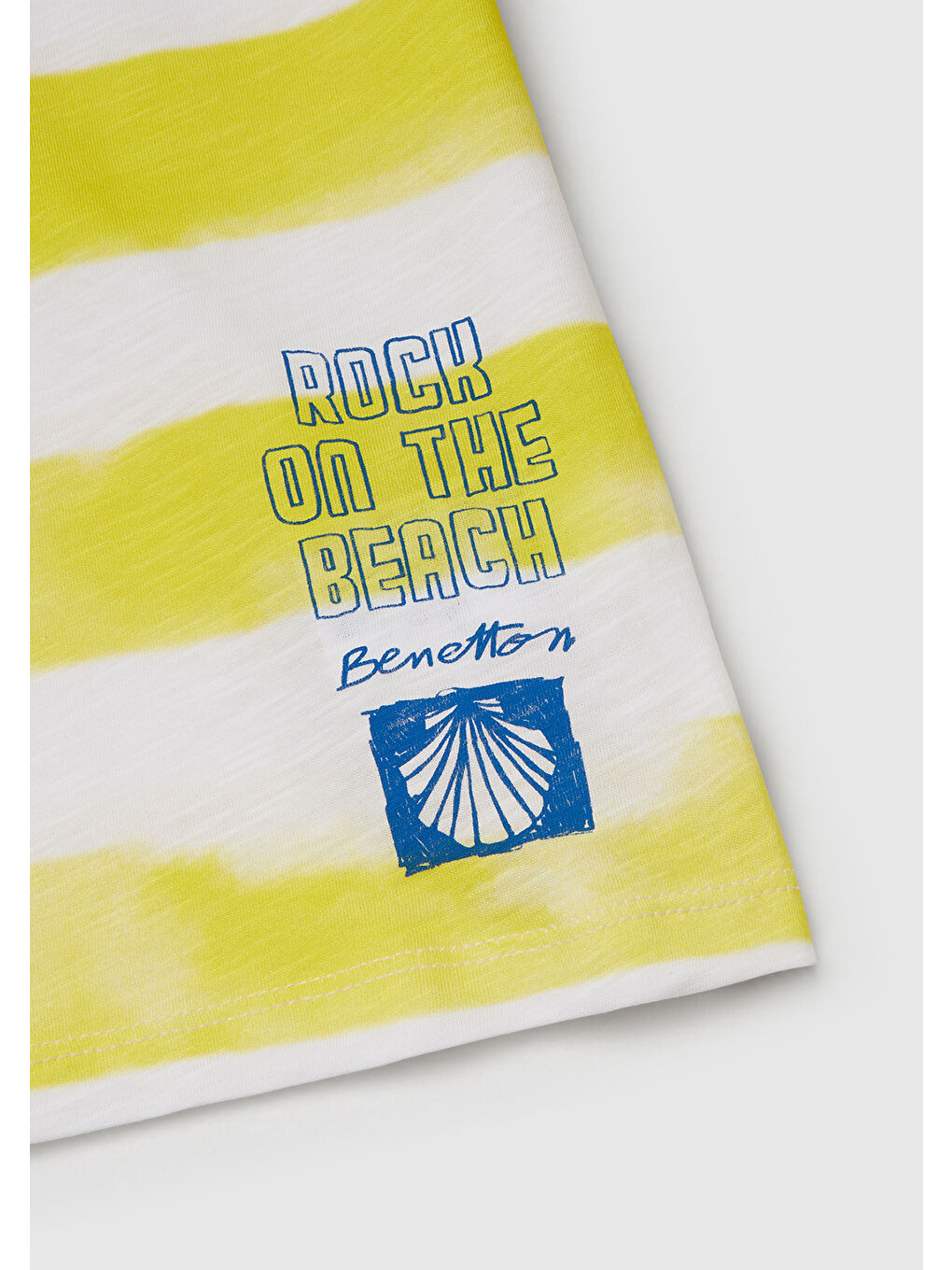 Erkek Çocuk Sarı Baskılı Fırça Darbesi Çizgili Bisiklet Yaka Oversize T-Shirt-2