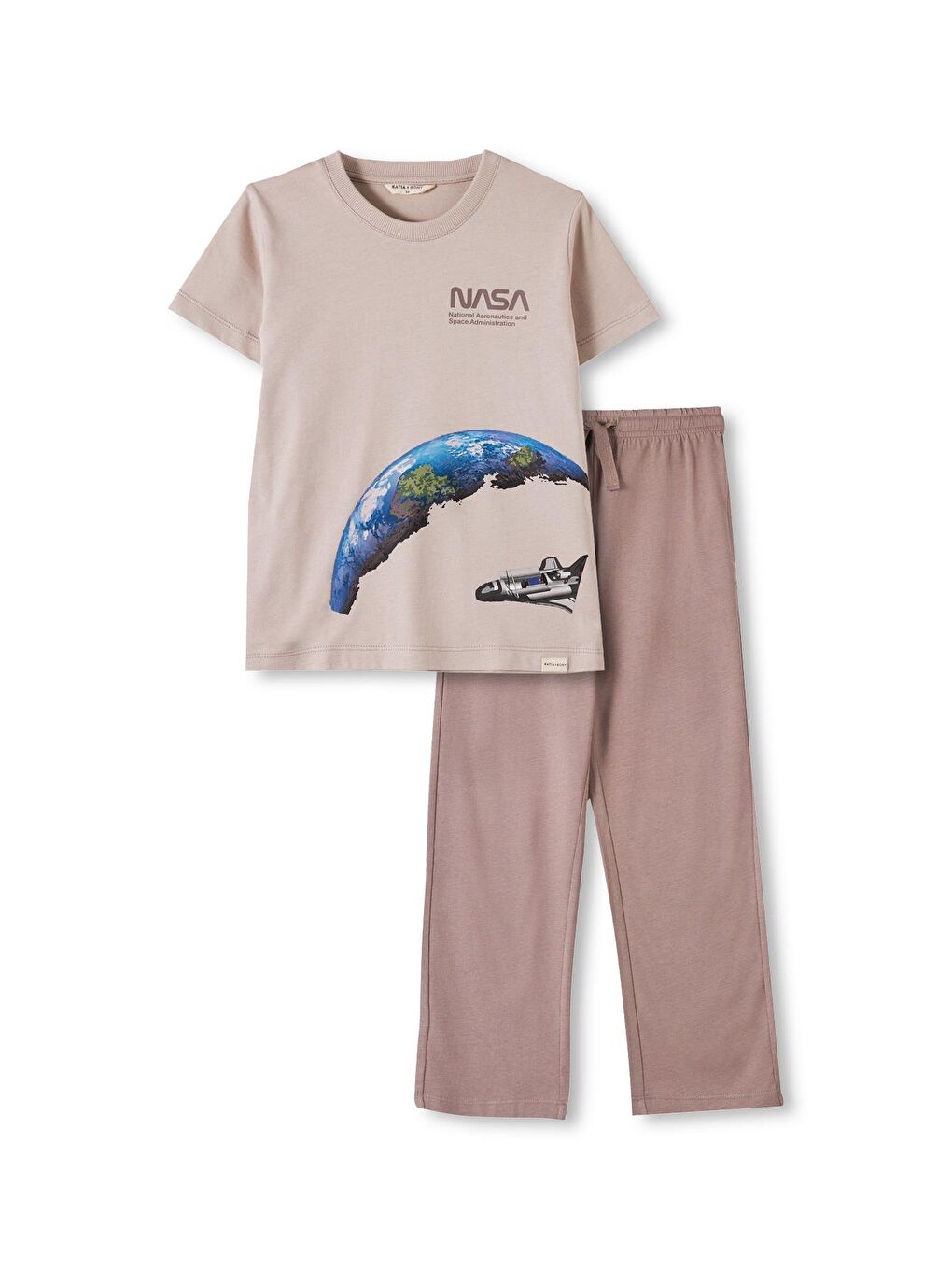Erkek Çocuk Bej Renkli Nasa Baskılı Pijama Takımı