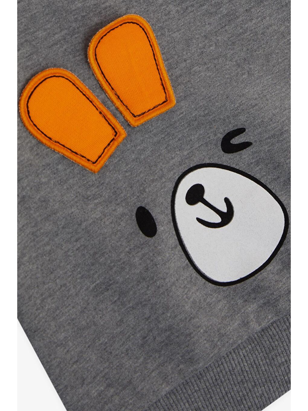 Erkek Çocuk Eşofman Takım Hayvancık Baskılı Kulakları Hareketli Koyu Gri Melanj (1-4 Yaş)-5