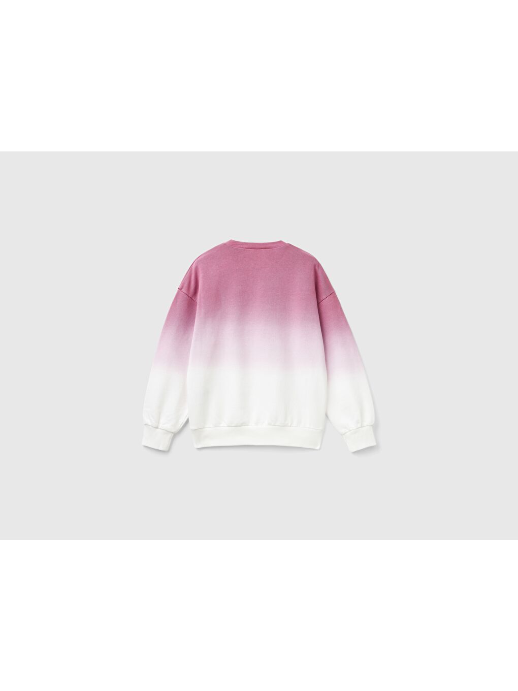 United Colors Of Benetton Pembe Kız Çocuk Gül Kurusu Mix Önü Nakış Detaylı Renk Geçişli Bisiklet Yaka Sweatshirt - 1