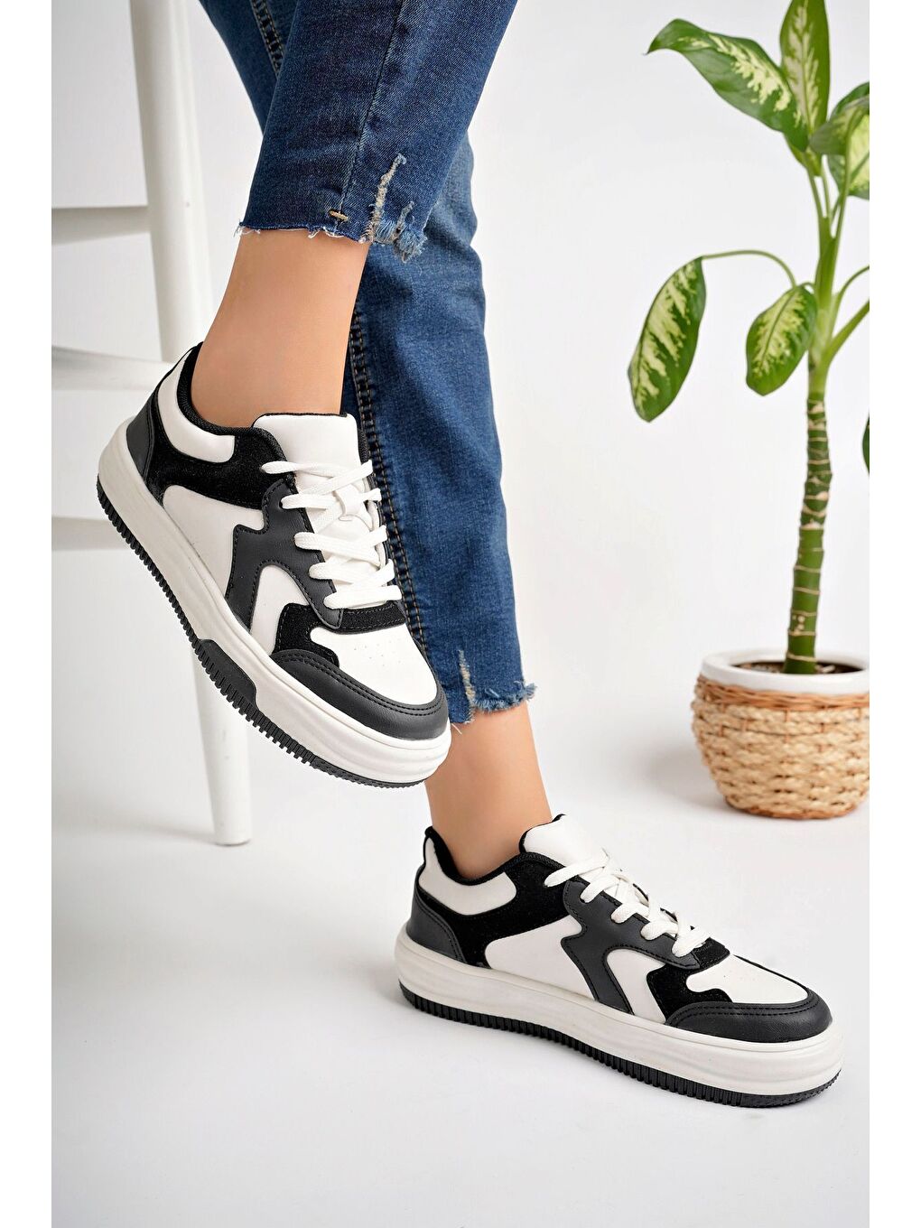 Siyah Kadın Sneaker Günlük Ayakkabı-1