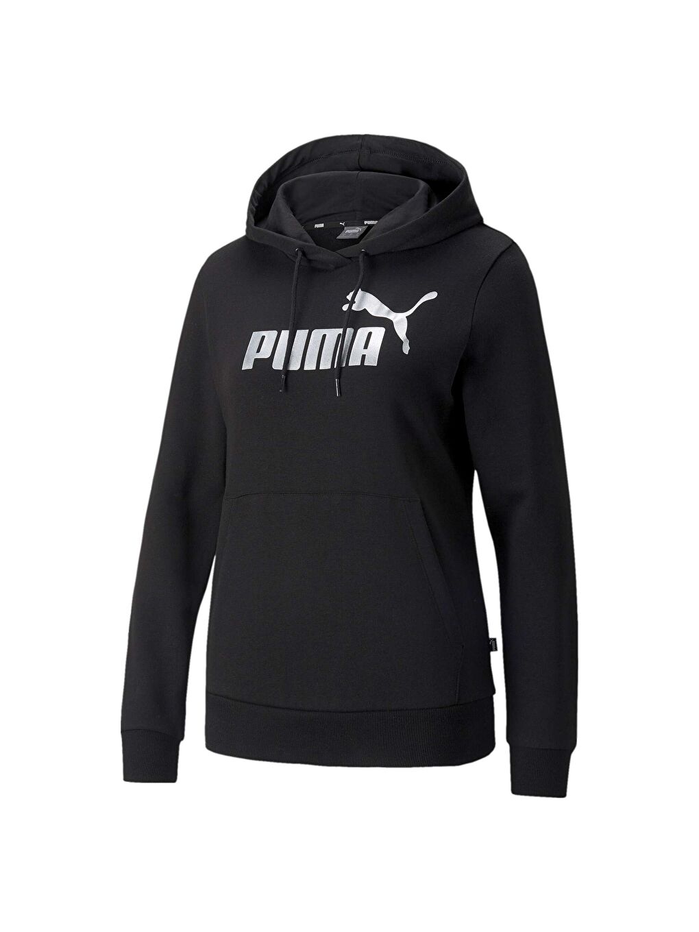 Siyah ESSENTIALS+ METALLIC Logo Kadın Kapüşonlu SWEATSHIRT