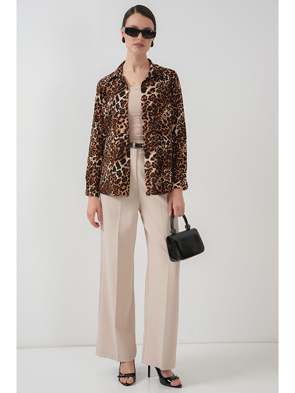 3721 Grafik Desenli Gömlek - C. Kahverengi-1