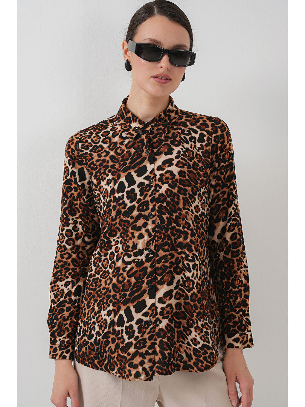 3721 Grafik Desenli Gömlek - C. Kahverengi-2