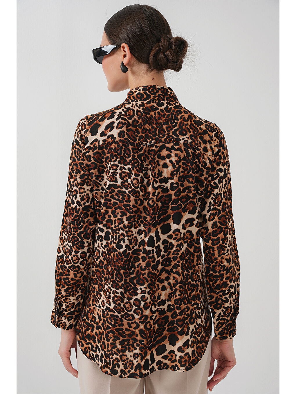 3721 Grafik Desenli Gömlek - C. Kahverengi-5