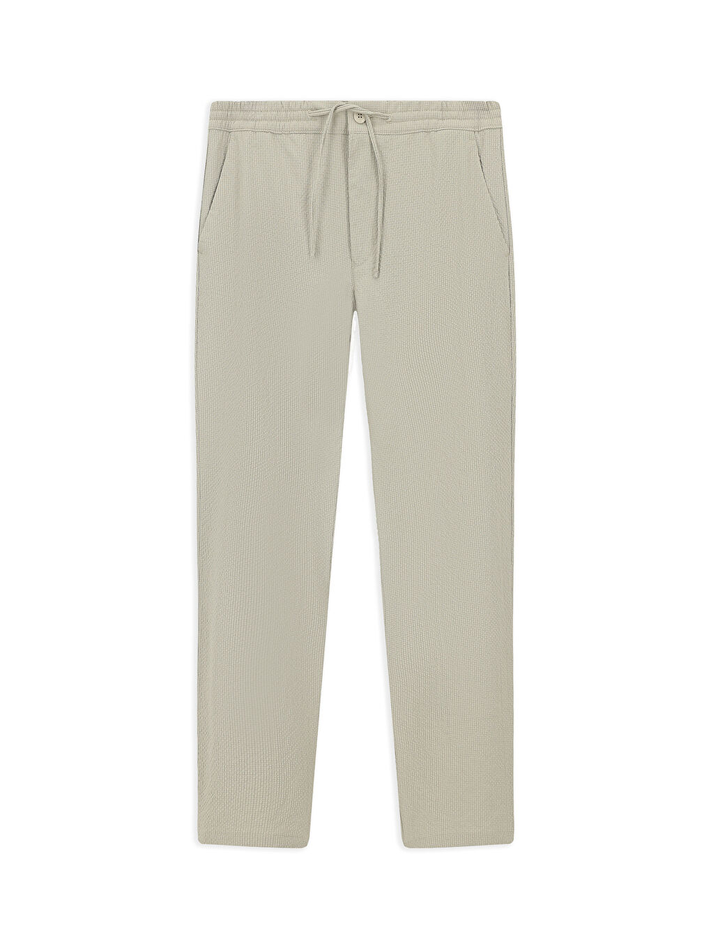 Bej Regular Fit Beli Bağcıklı Lastikli Klasik Pantolon-6