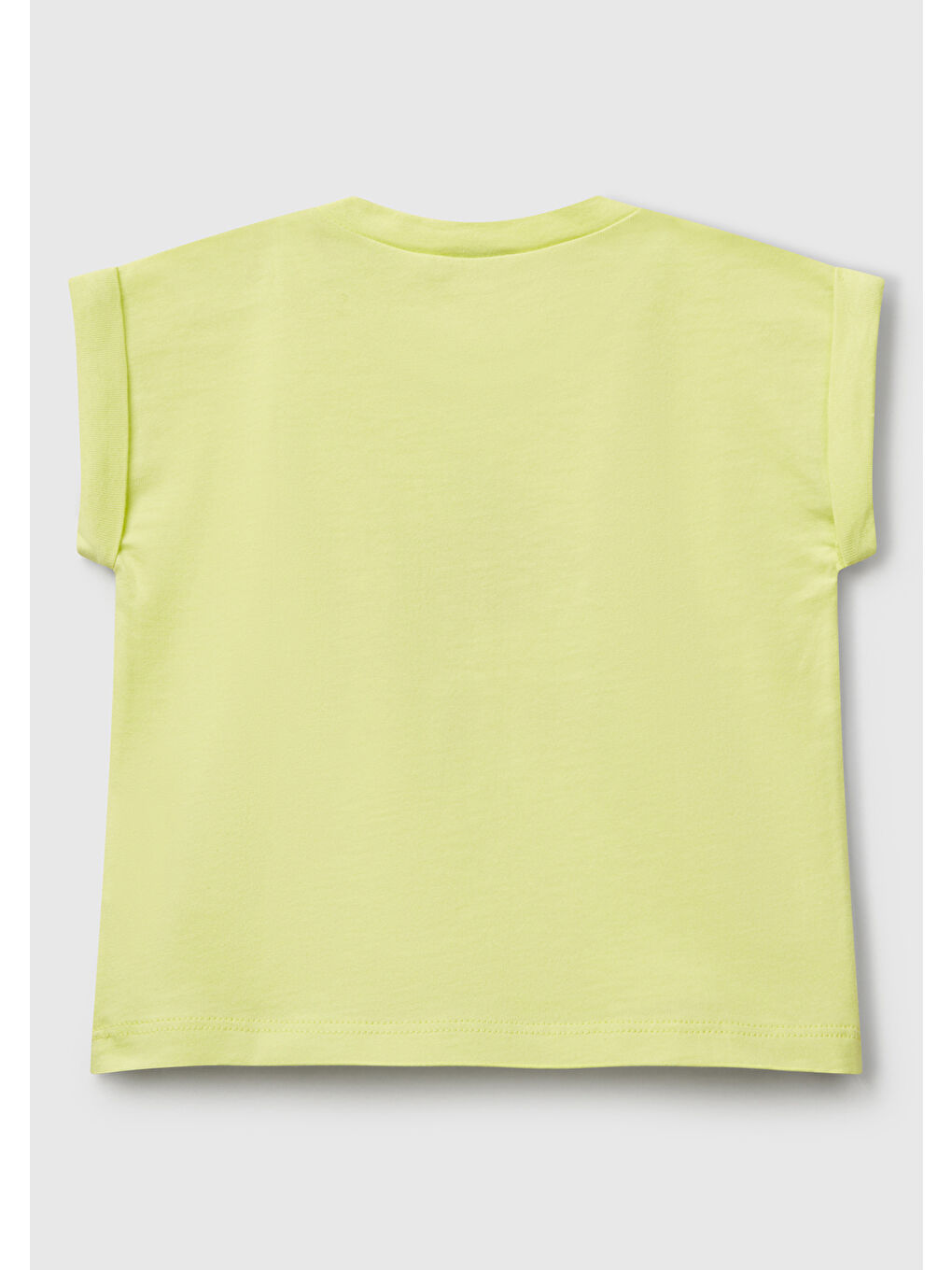 Bebek Sarı Önü Baskılı Manşetli T-Shirt-1