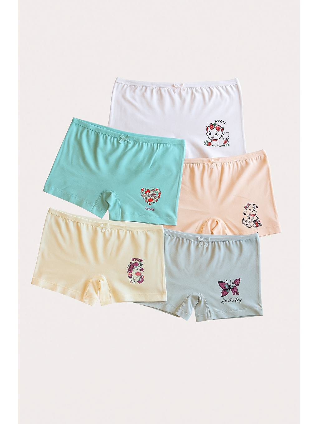 Karışık Kız Çocuk Desenli 5'Li Boxer