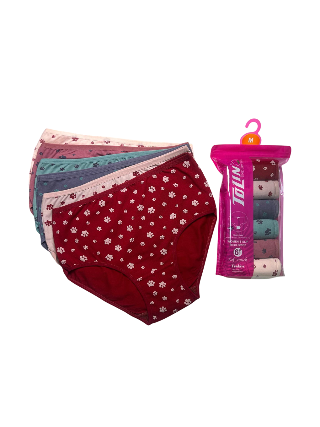 Kırmızı Kadın 6 lı Pamuklu Elastanlı Havlu Ağ Detaylı Yüksek Bel Külot Seti 2186240