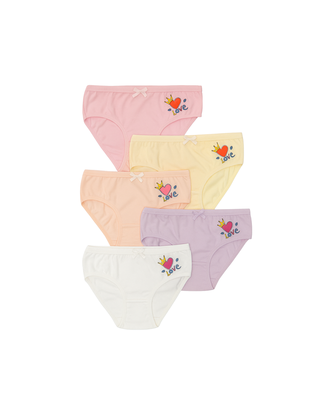 Karışık Kız Çocuk Kalpli 5'Li Külot