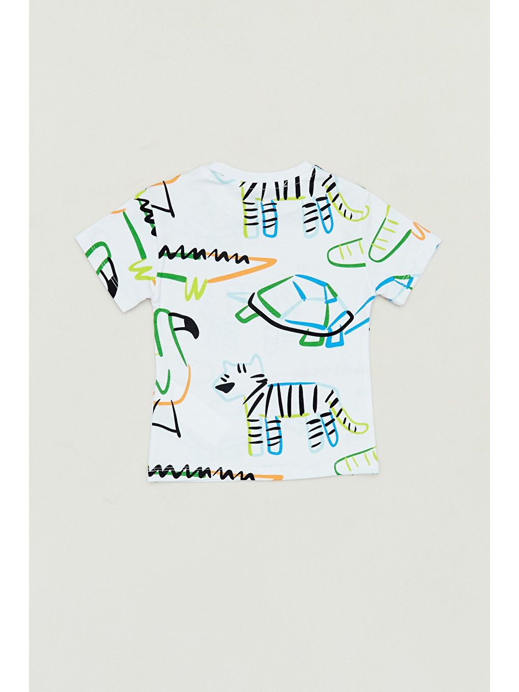 Beyaz Baskılı Bisiklet Yaka Erkek Çocuk Tişört