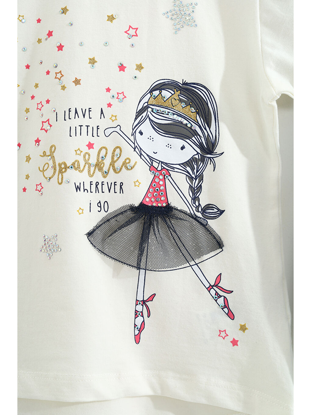 Beyaz Kız Çocuk Pale Danslı Kız Baskılı Kaprili Takım-1