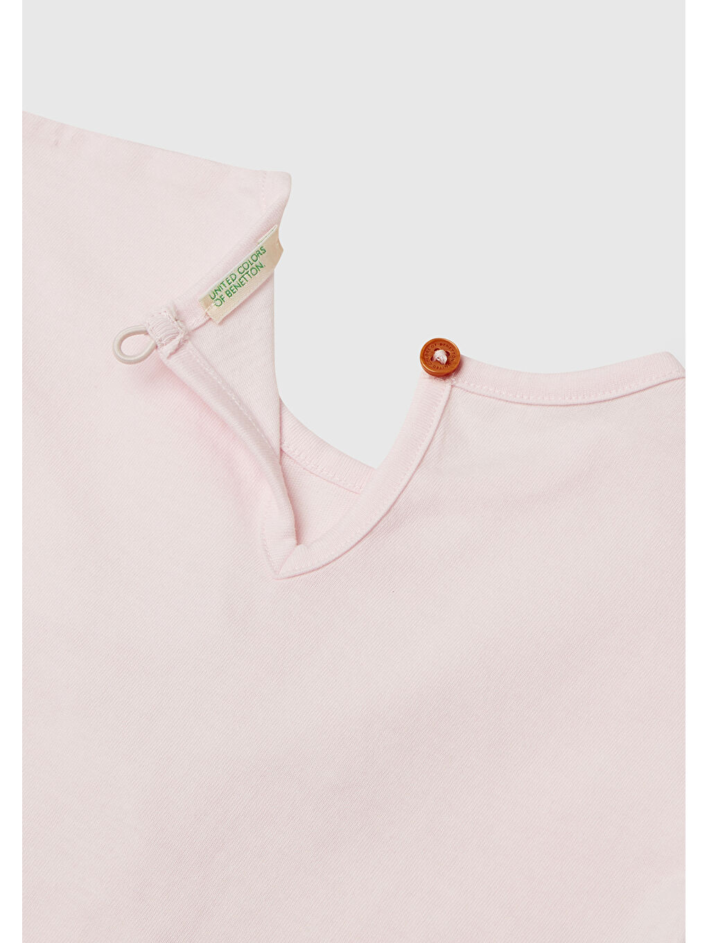 Bebek Toz Pembe Kolu Fırfırlı Logo Etiketli T-Shirt-2