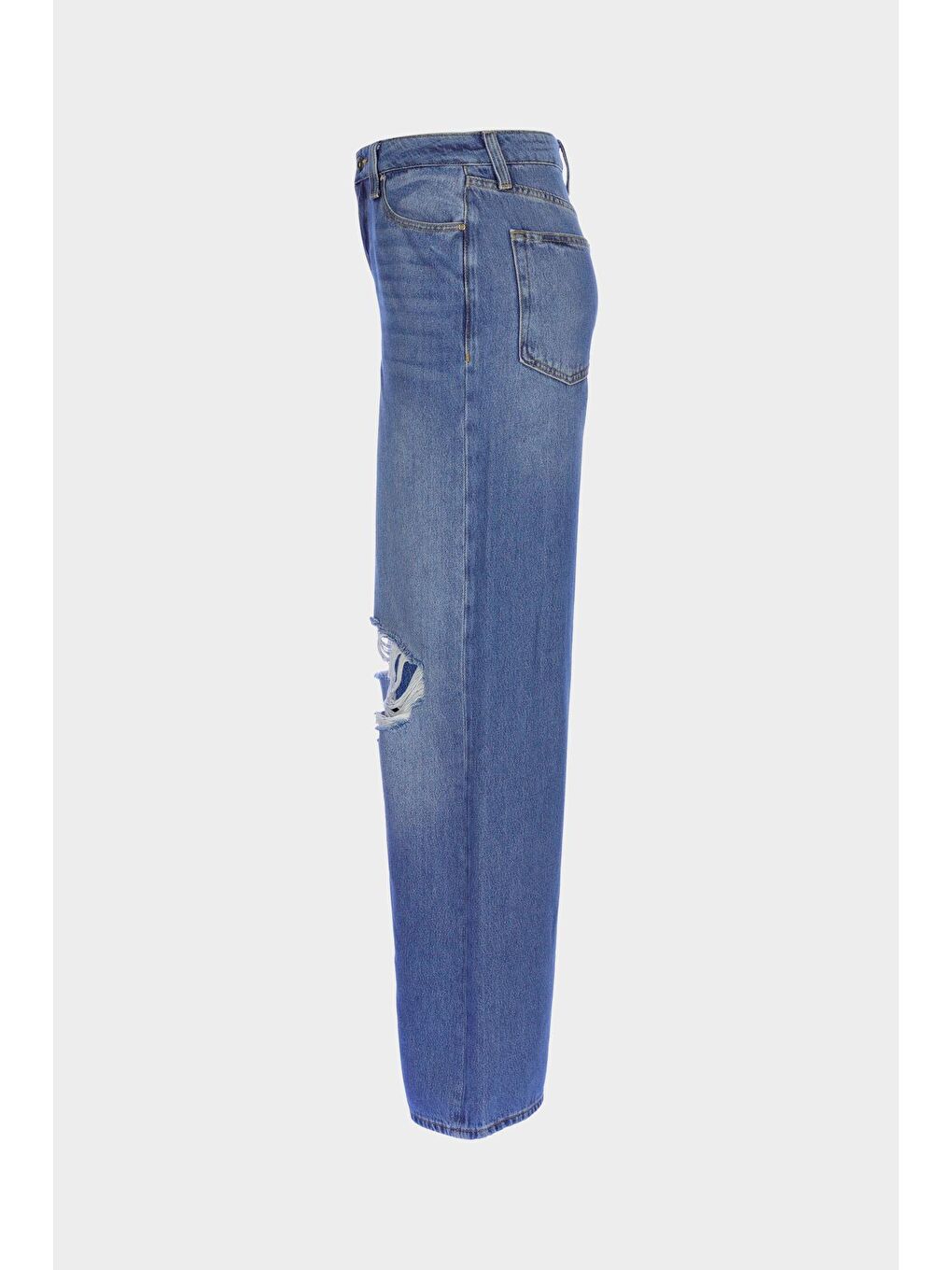 Weslie Açık Mavi Yüksek Bel Fermuarlı Yırtıklı Jean Pantolon C 4530-224-3