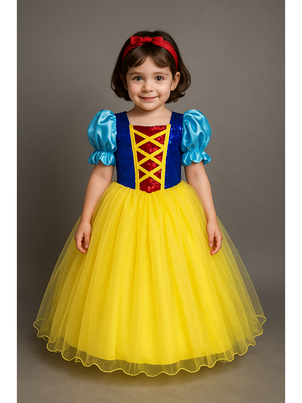 Karışık Kız Çocuk Tarlatanlı Pamuk Prenses Kostüm Abiye Elbise-1