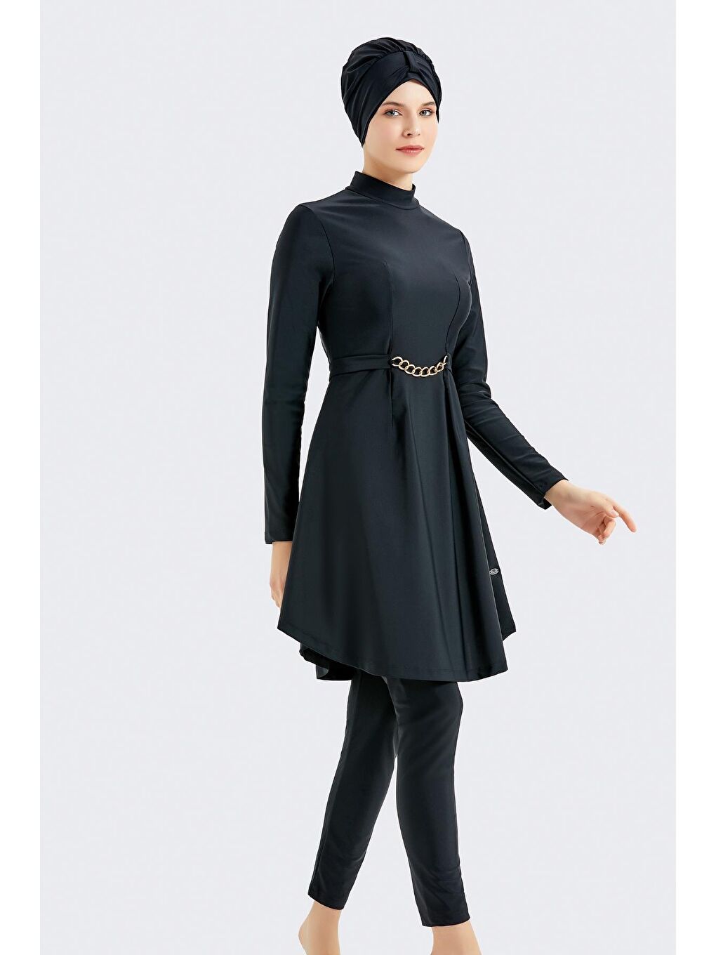 Tam Kapalı 4 Lü Tesettür Mayo 4050 Siyah