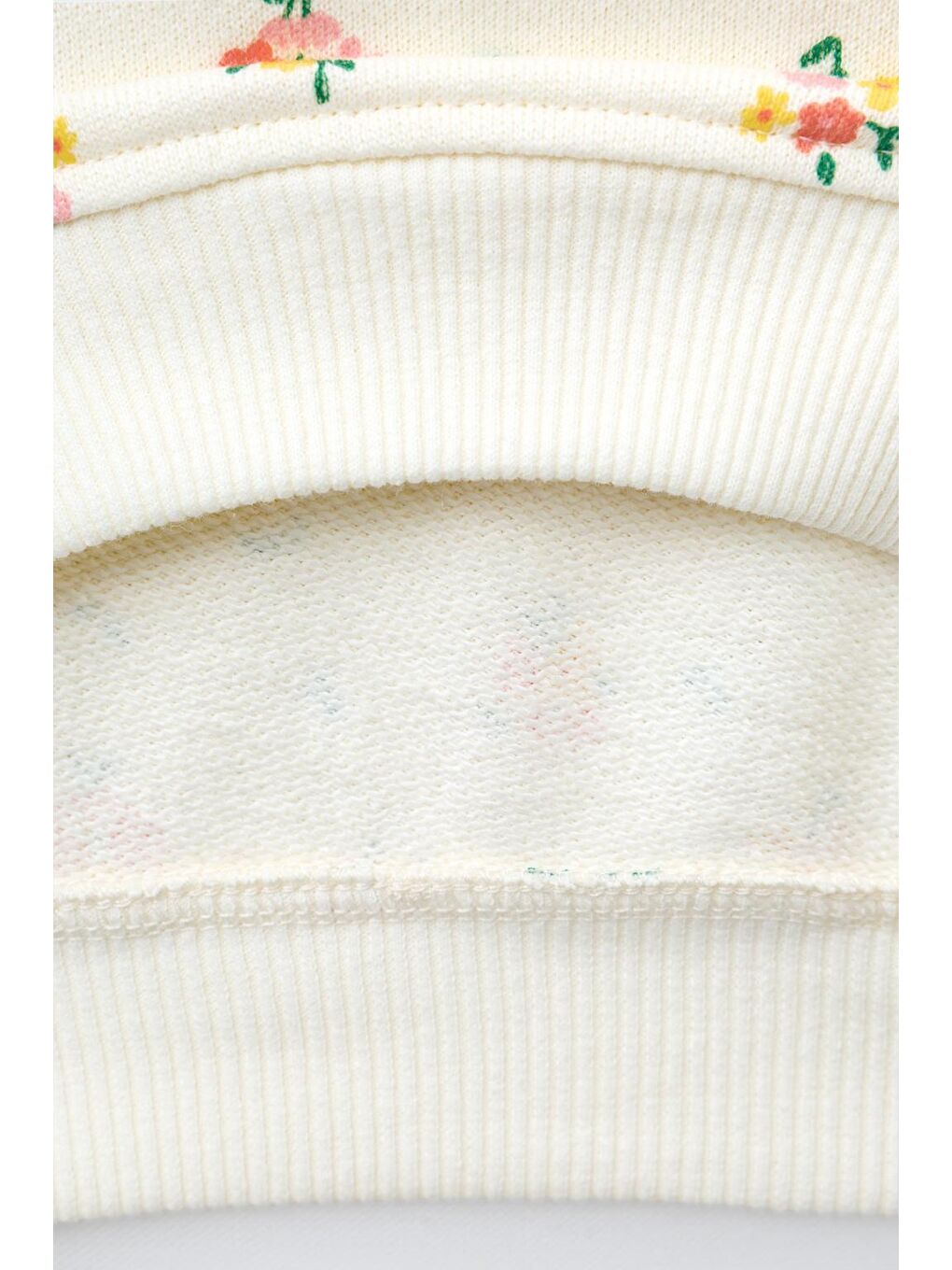 Kız Çocuk Pamuklu Ekru Çiçek Desenli Sweatshirt İspanyol Paça Tayt Takım-4