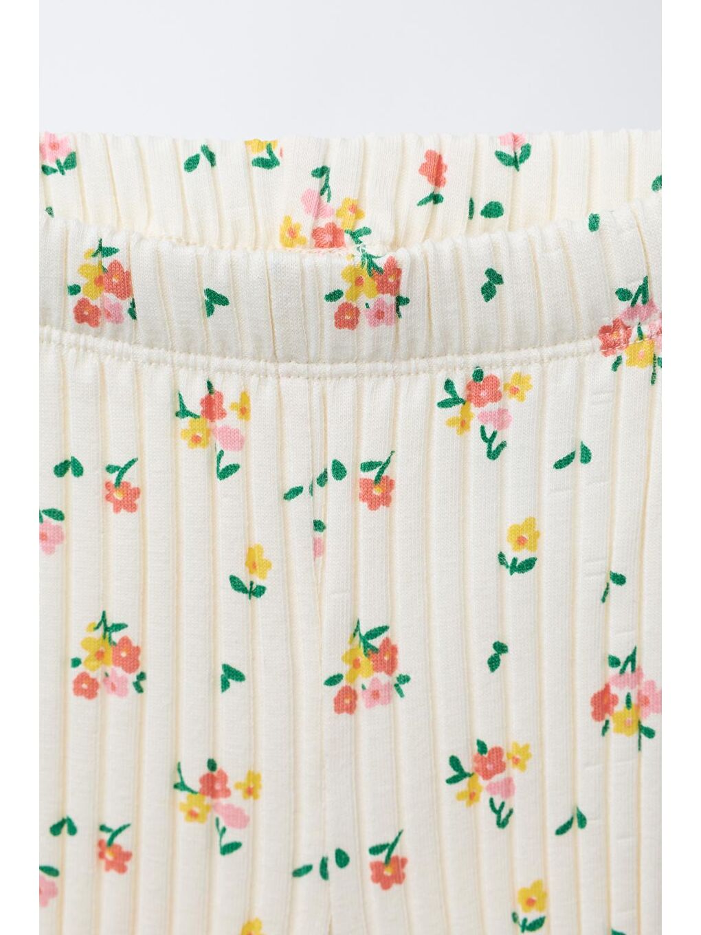 Kız Çocuk Pamuklu Ekru Çiçek Desenli Sweatshirt İspanyol Paça Tayt Takım-5