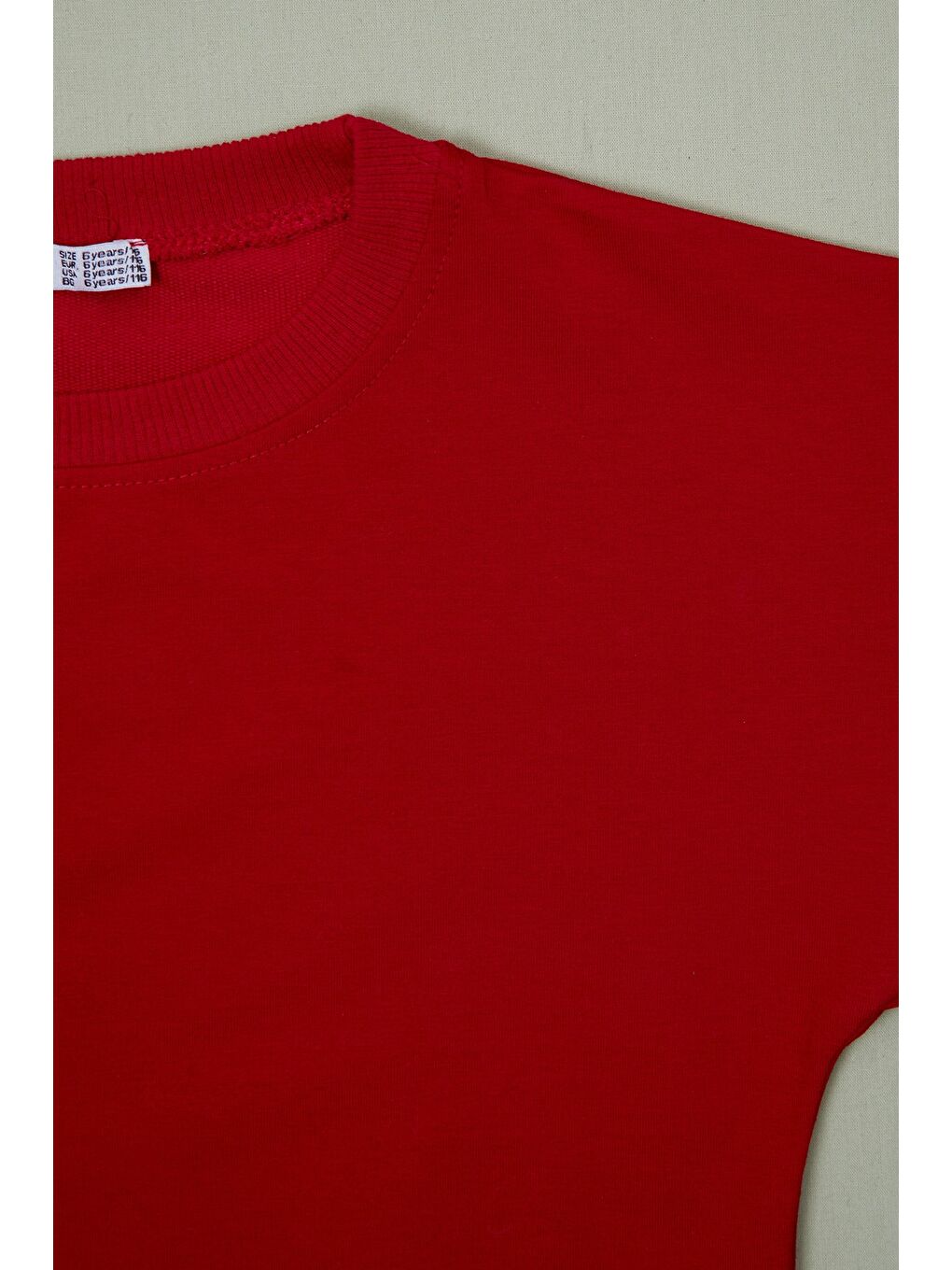 Kırmızı Kolu Fiyonk Detaylı Bisiklet Yaka Kız Çocuk Sweatshirt-1