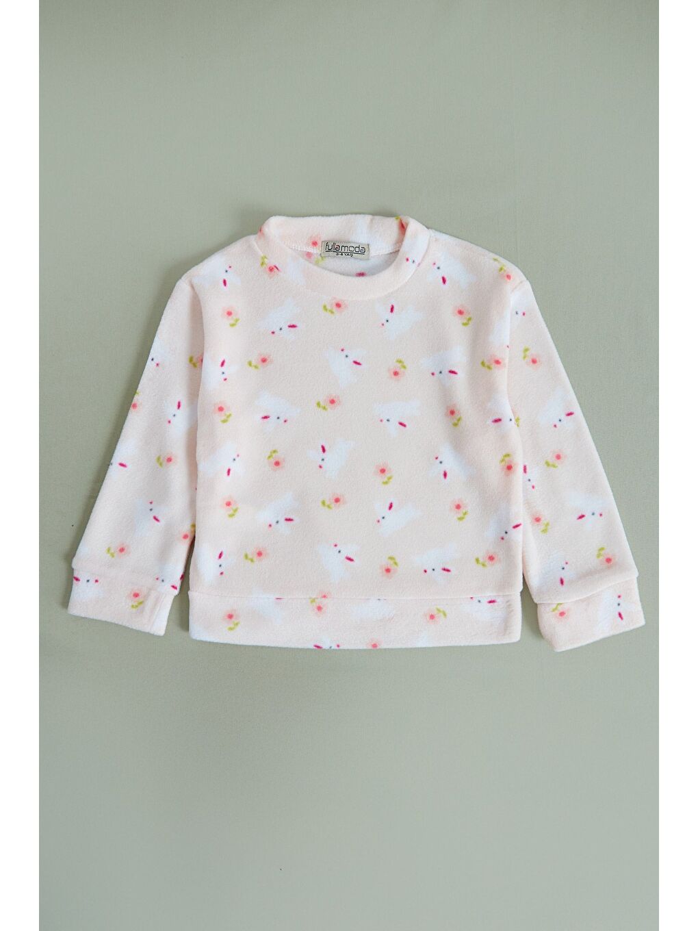 Sarı Ev Desenli Polar Unisex Çocuk Pijama Takımı-2