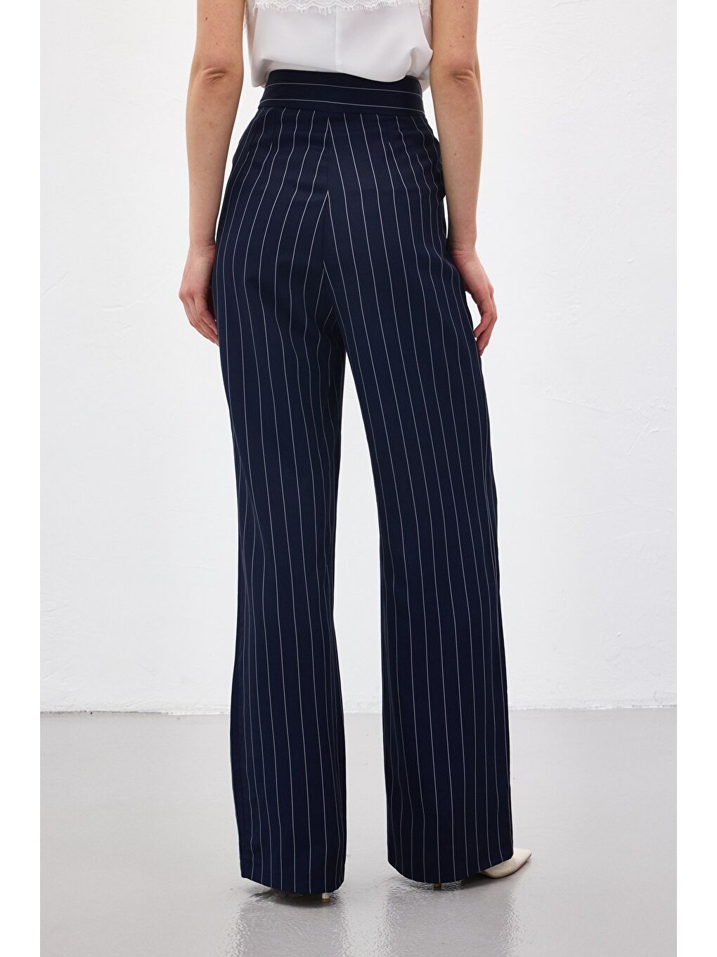 Rina Çizgili Pantolon - Lacivert-7