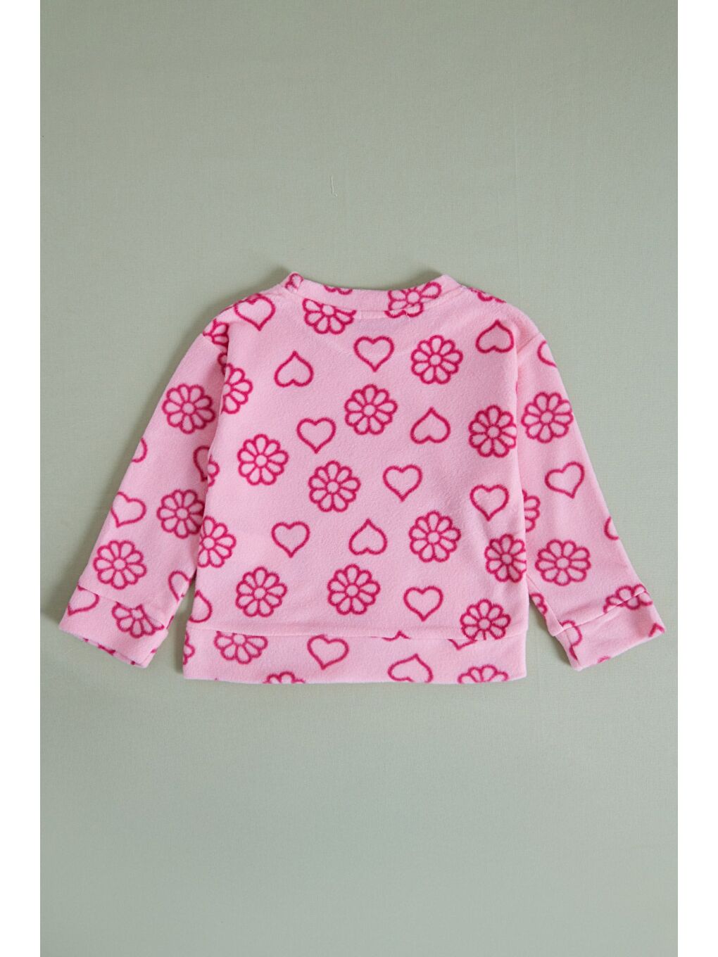 Pembe Ev Desenli Polar Unisex Çocuk Pijama Takımı-2