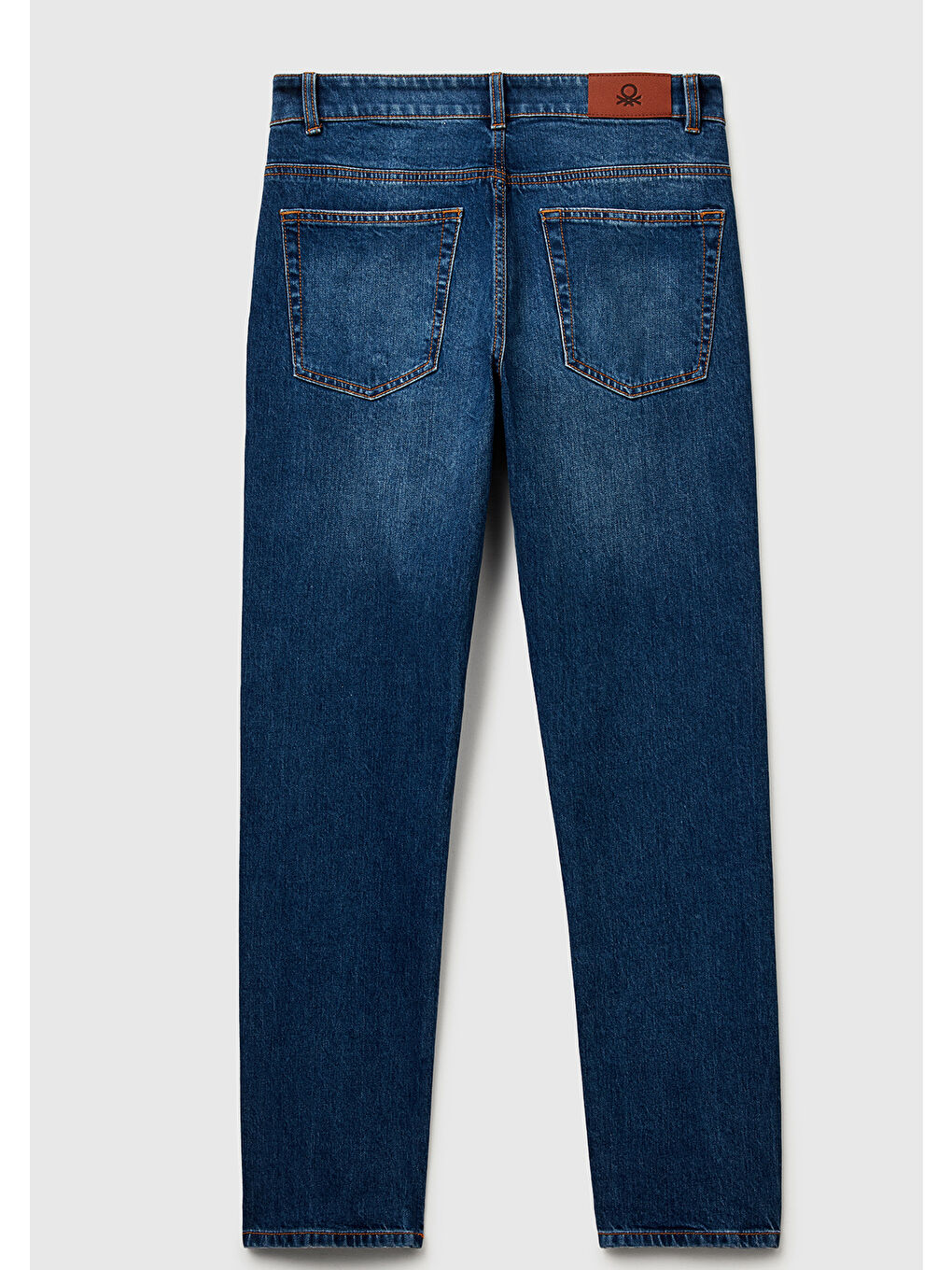 Erkek Koyu Mavi Pamuk Karışımlı Arkası Logo Etiketli Cepli Slim Fit Denim Pantolon-3