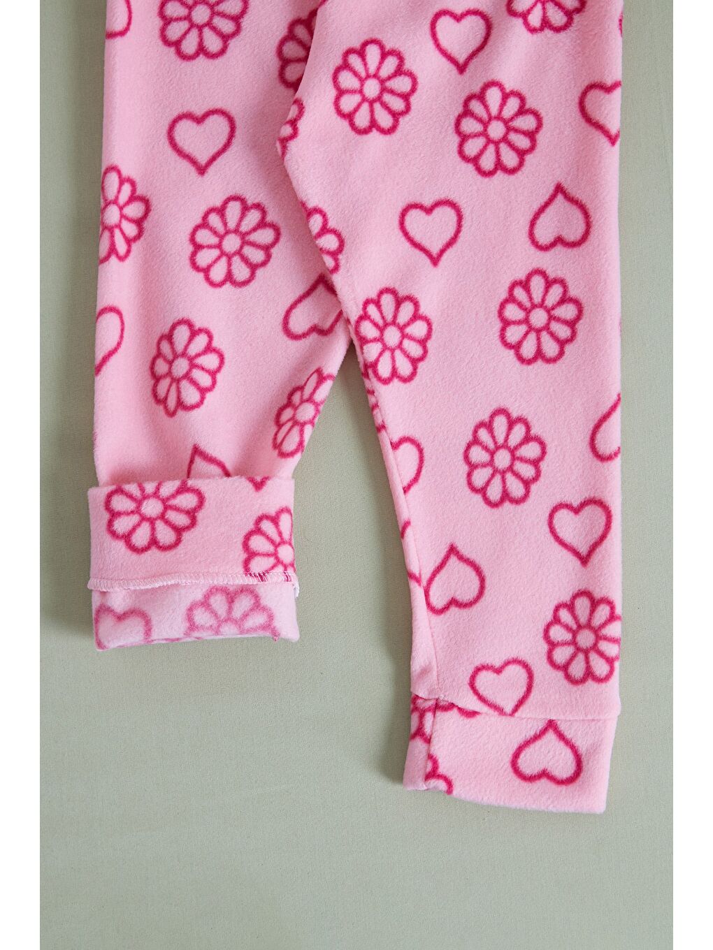 Pembe Ev Desenli Polar Unisex Çocuk Pijama Takımı-3
