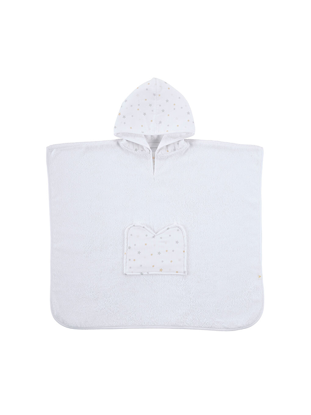 Dreamer Organik Pamuk Müslin Detaylı Çocuk Panço Beyaz-1