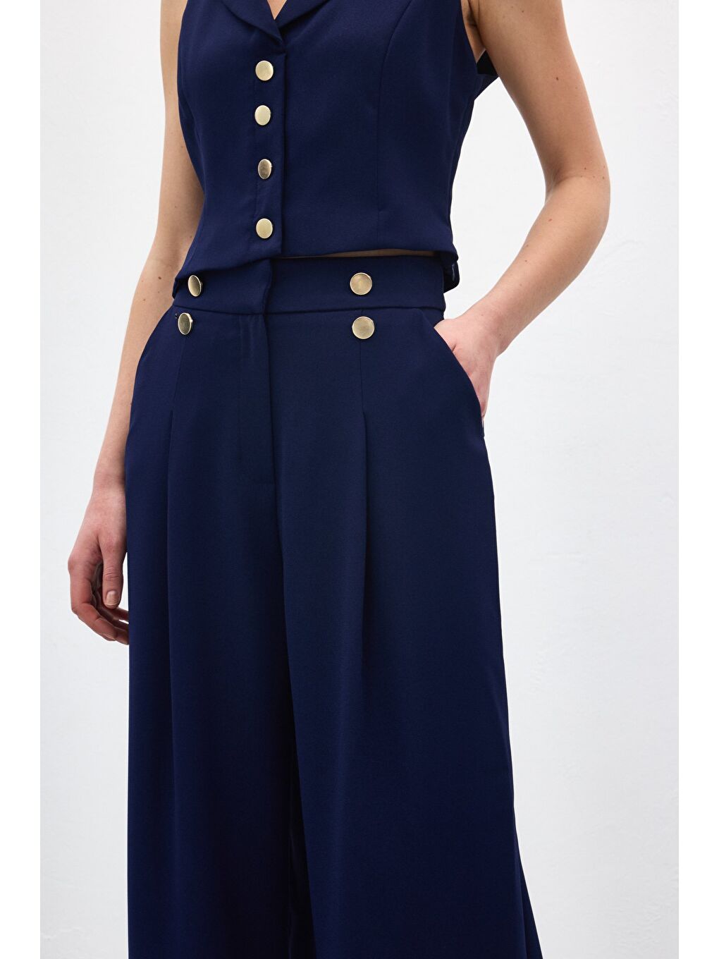 Eva Krep Pantolon - Lacivert-6