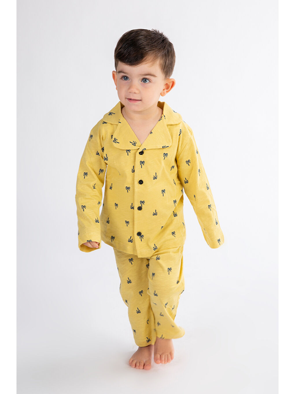 Harika KIDS Sarı Erkek Çocuk Düğmeli Pijama Takımı