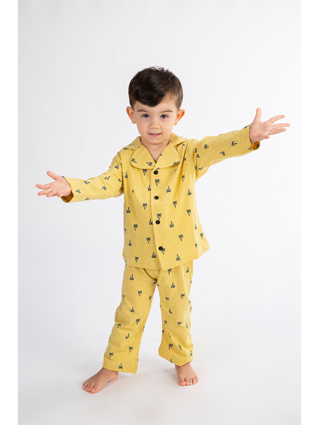 Harika KIDS Sarı Erkek Çocuk Düğmeli Pijama Takımı - 1