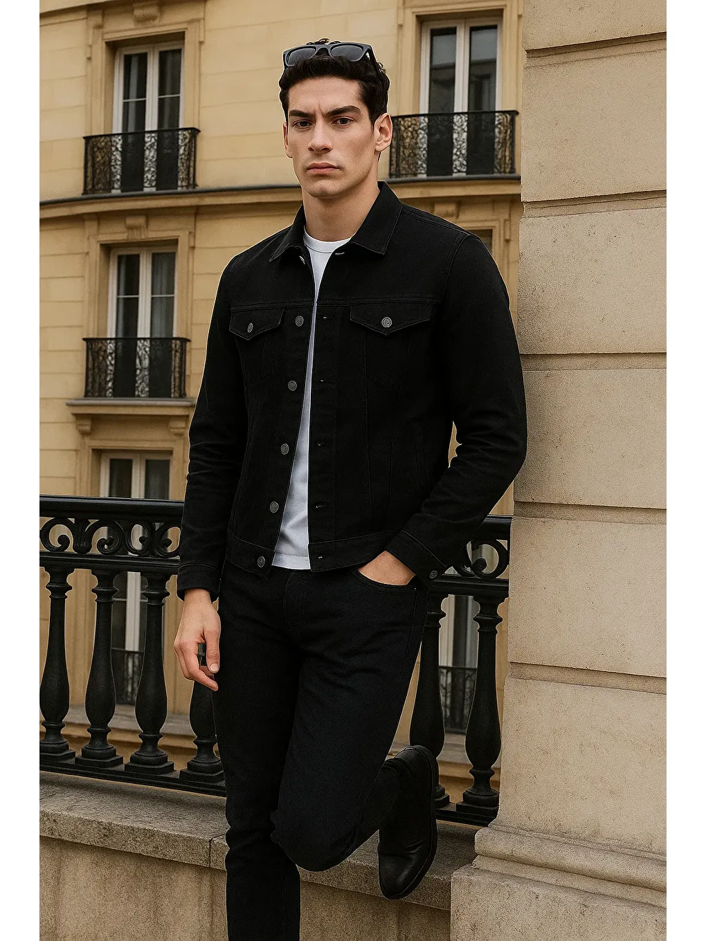 Erkek Günlük Mevsimlik Premium Trend Siyah Jean Ceket-2