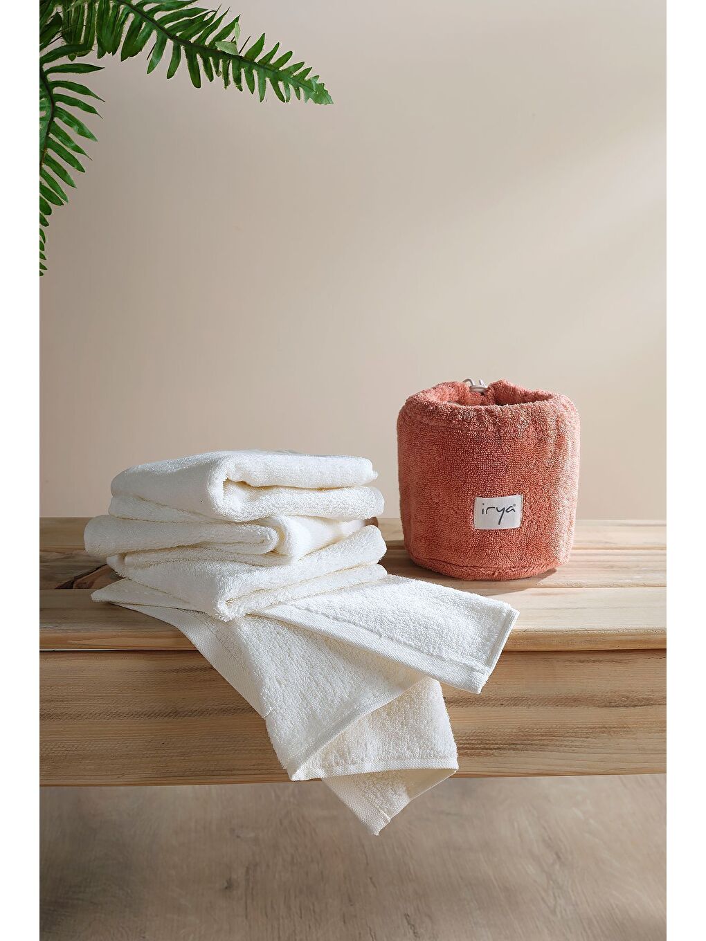 Gri Bouquet Çantalı 4'lü El Havlusu Kiremit-Ekru