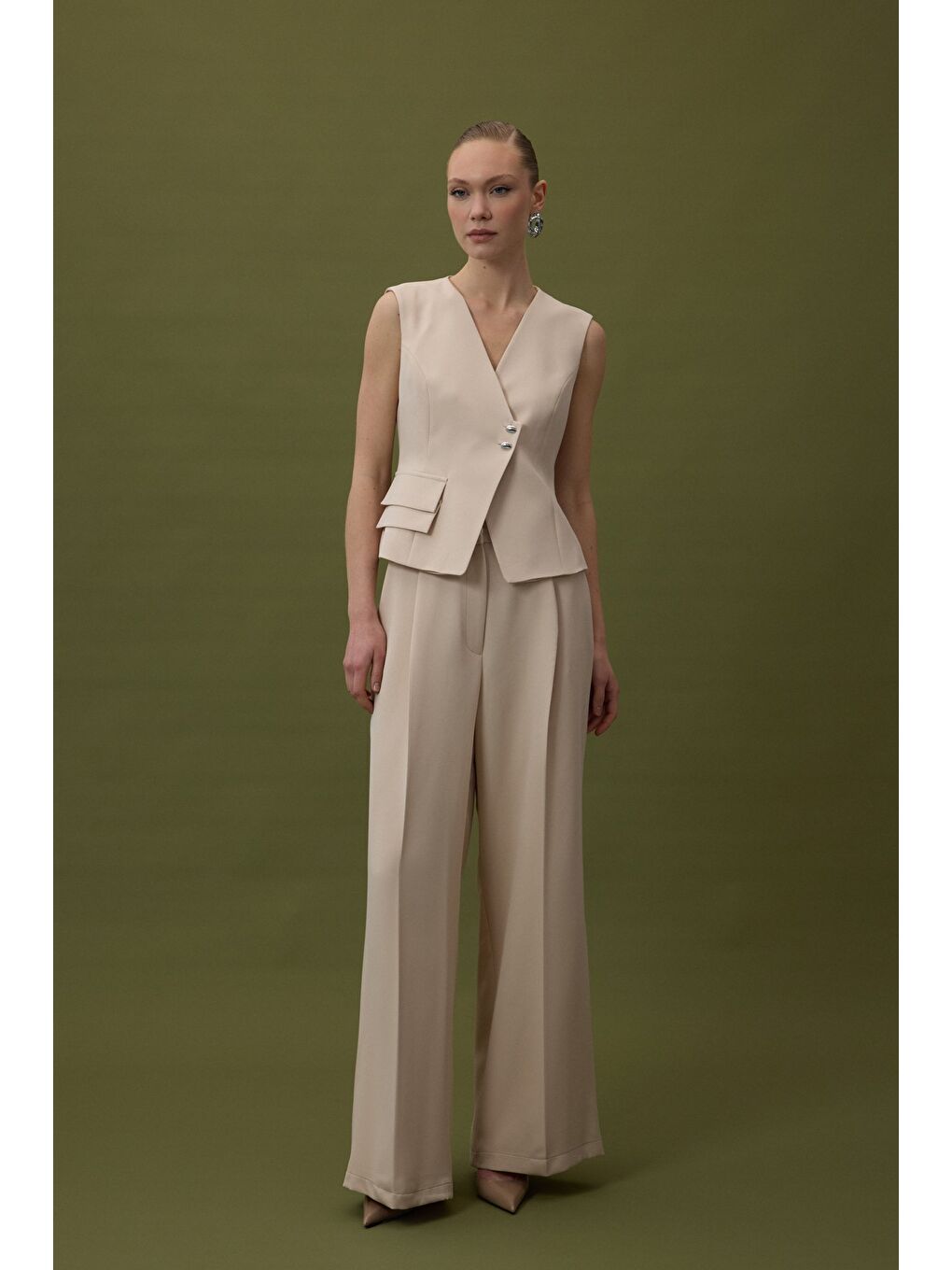 Sofia Palazzo Pantolon - Bej-1