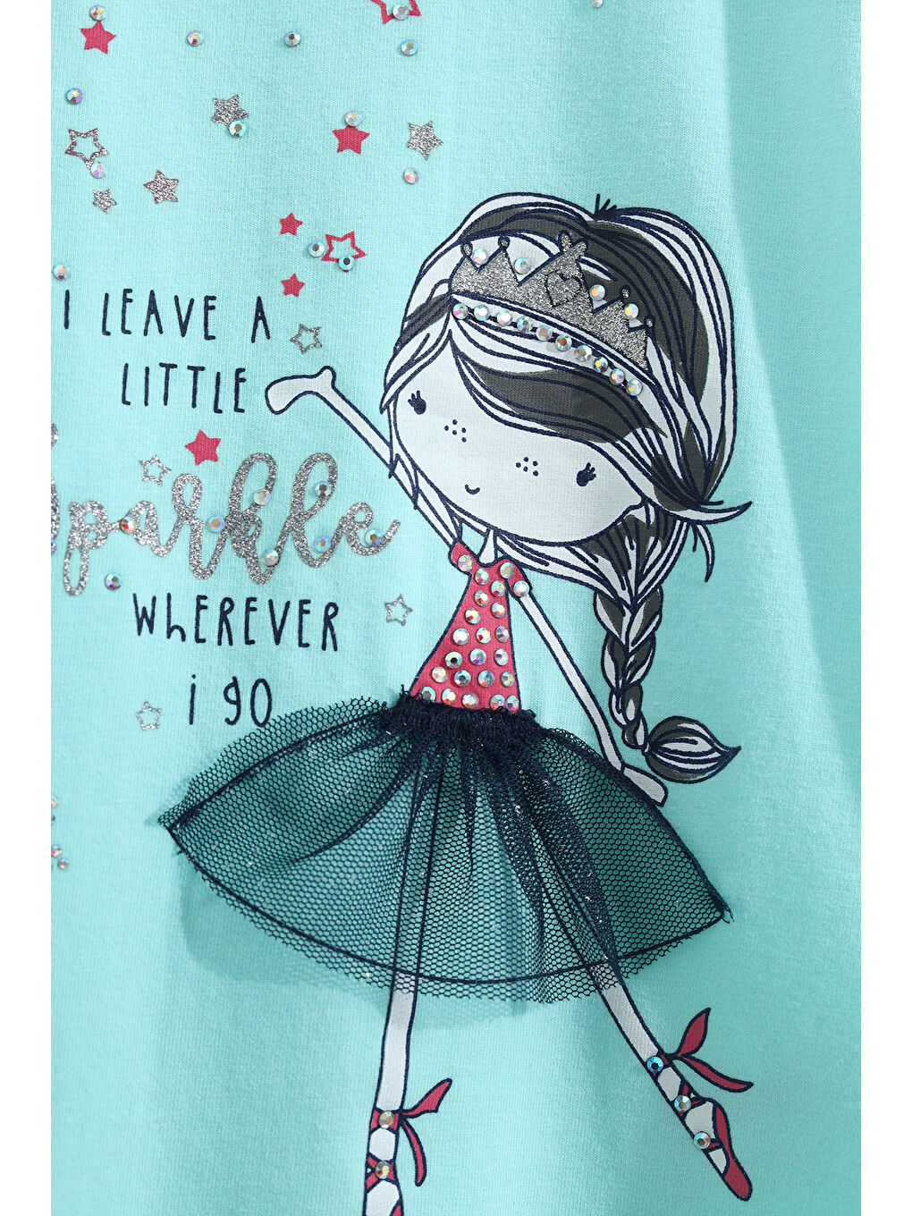 Yeşil Kız Çocuk Pale Danslı Kız Baskılı Kaprili Takım-1