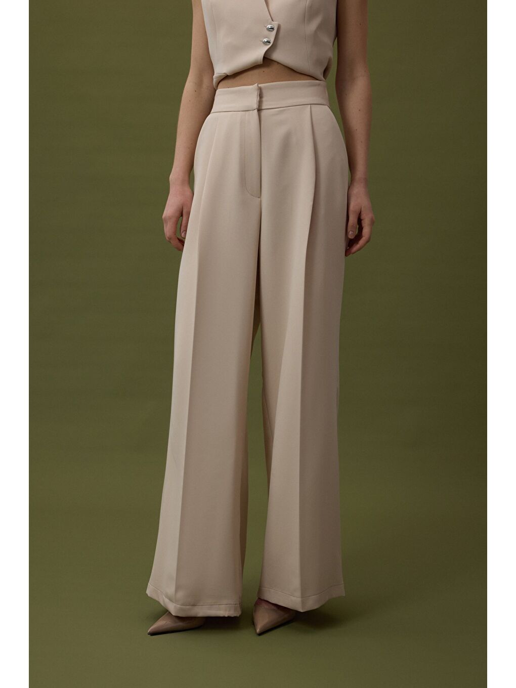 Sofia Palazzo Pantolon - Bej-2