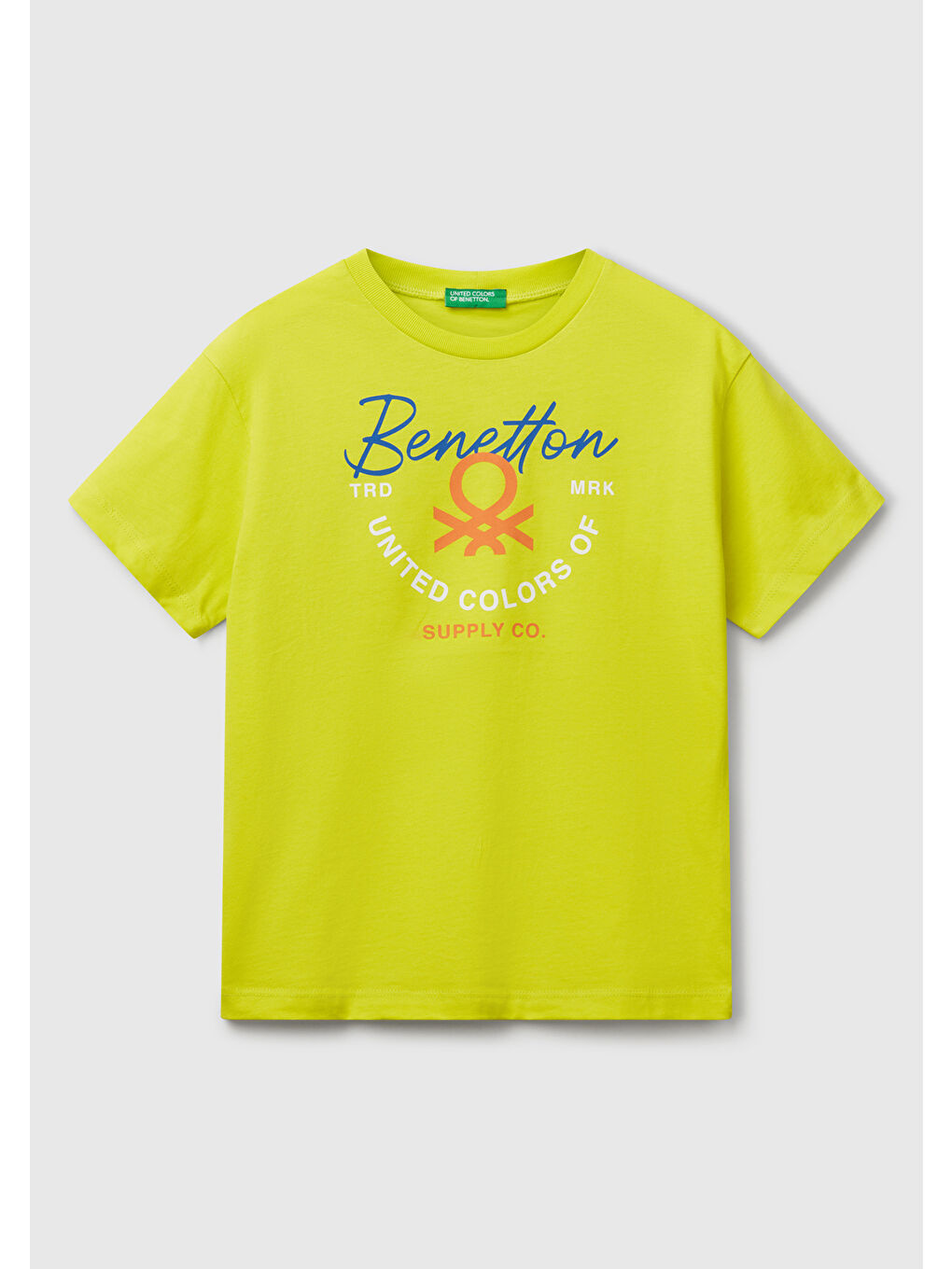 Erkek Çocuk Sarı Benetton Logo Baskılı T-Shirt