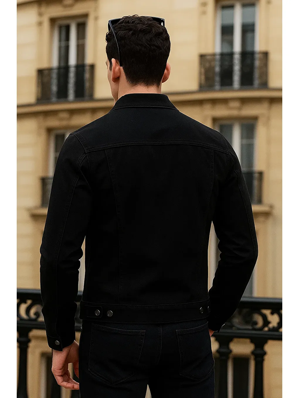 Erkek Günlük Mevsimlik Premium Trend Siyah Jean Ceket-5